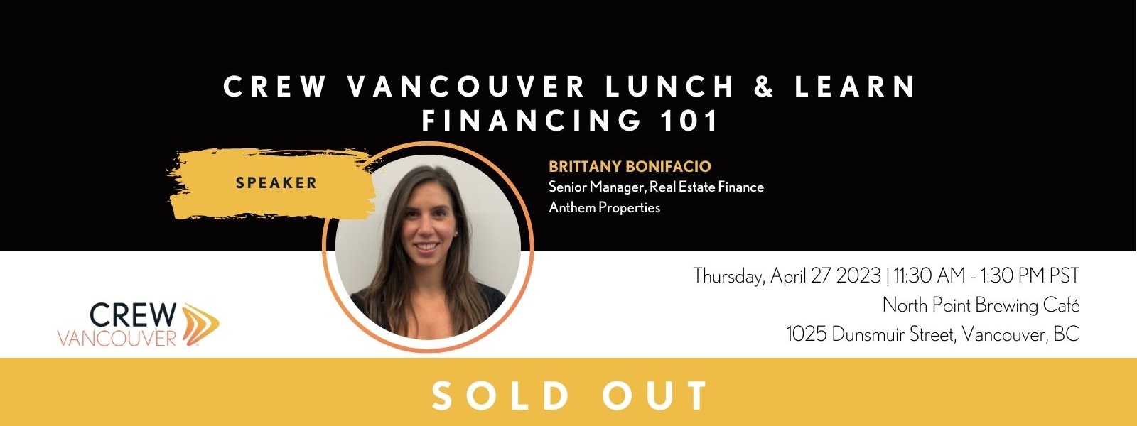 CREW Vancouver Event Lunch and Learn Financing 101 Sold Out 2023 04 27 W